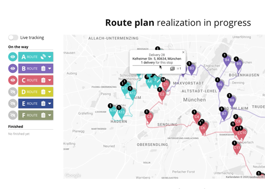 Route plan realization in progress